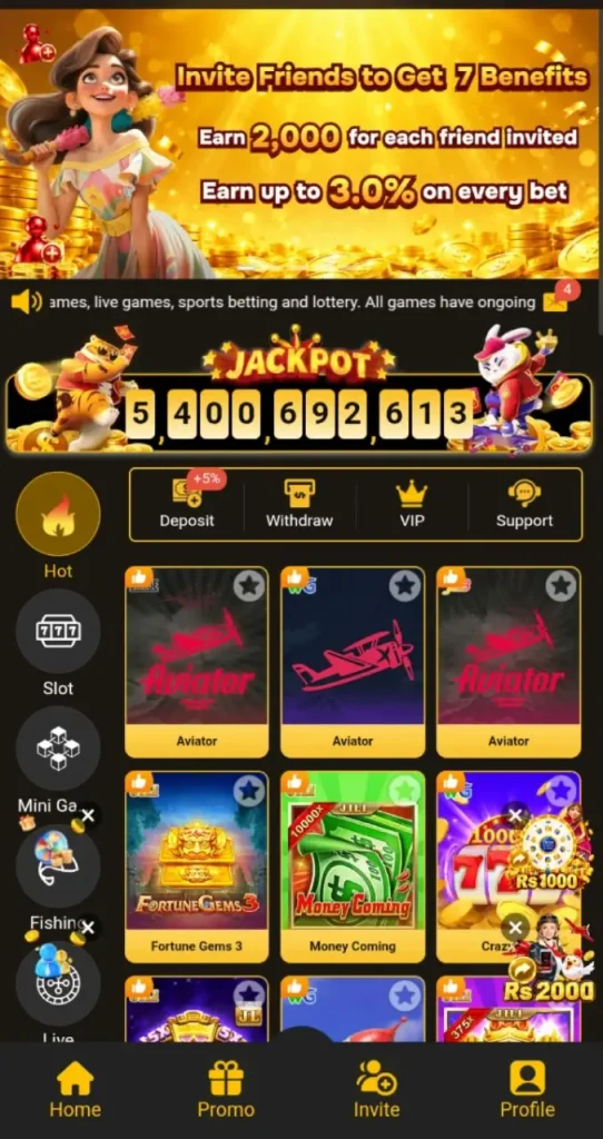 8555bet Game download APK main lobby showing 3 Patti, Teen Patti, and Slots